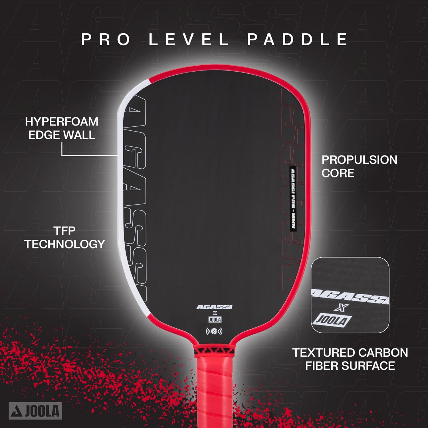 JOOLA Agassi Pro 16mm Pickleball Paddle