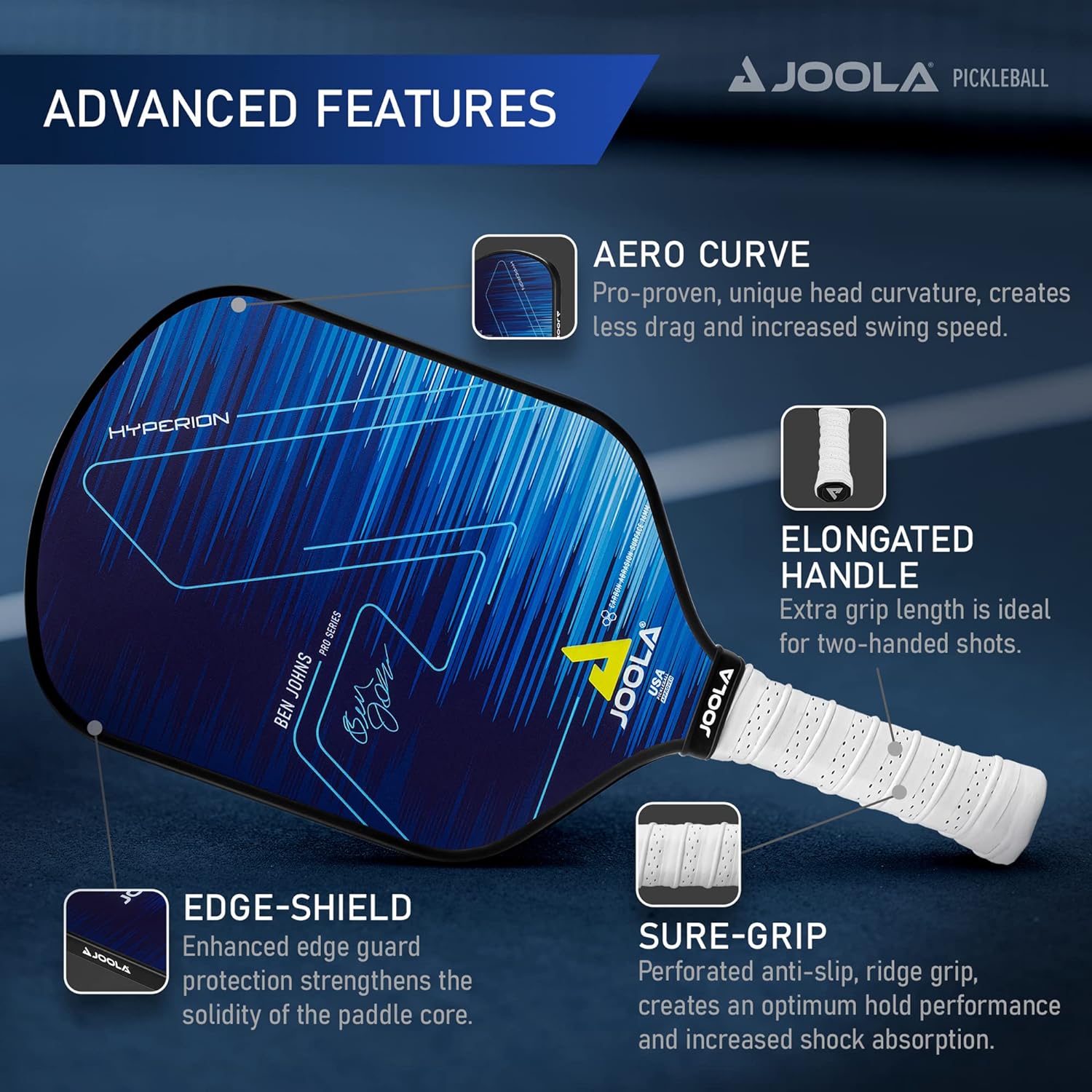 JOOLA Ben Johns Hyperion CAS 16 Pickleball Paddle